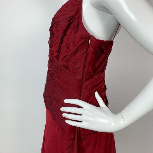 Carmen Marc Valvo Signature Deep Red Silk Cocktail Dress - Picture 5 of 12